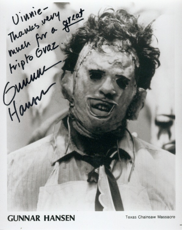 Vinnie's autographed 8X10 from Gunnar Hansen