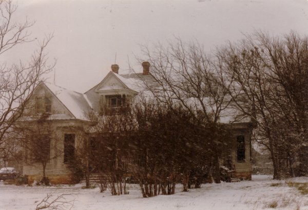 The former Leatherface home on Quick Hill during a snow.