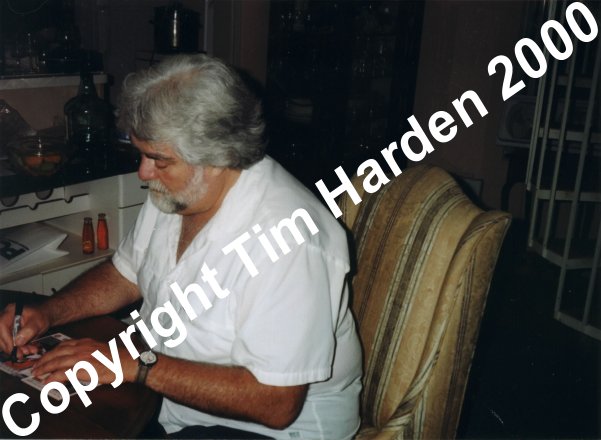 Gunnar Hansen signing my Exploited Video jacket cover.