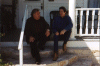 Paul Partain and Ed Neal on the steps of the Kingsland Old Town Grill.